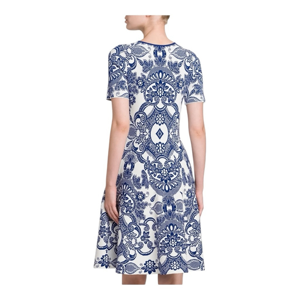 Women's Etro White and Blue Medallion Lace Effect Minidress Size 2 (38) - Picture 5 of 15